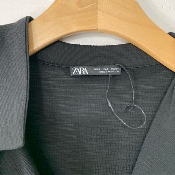 ZARA elastic waist long sleeve black midi dress - Picture 6 of 7